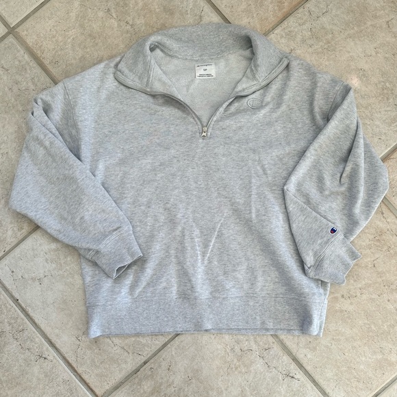 Grey Champion Oversized Three Quarter Zip Crew Neck - Picture 2 of 8